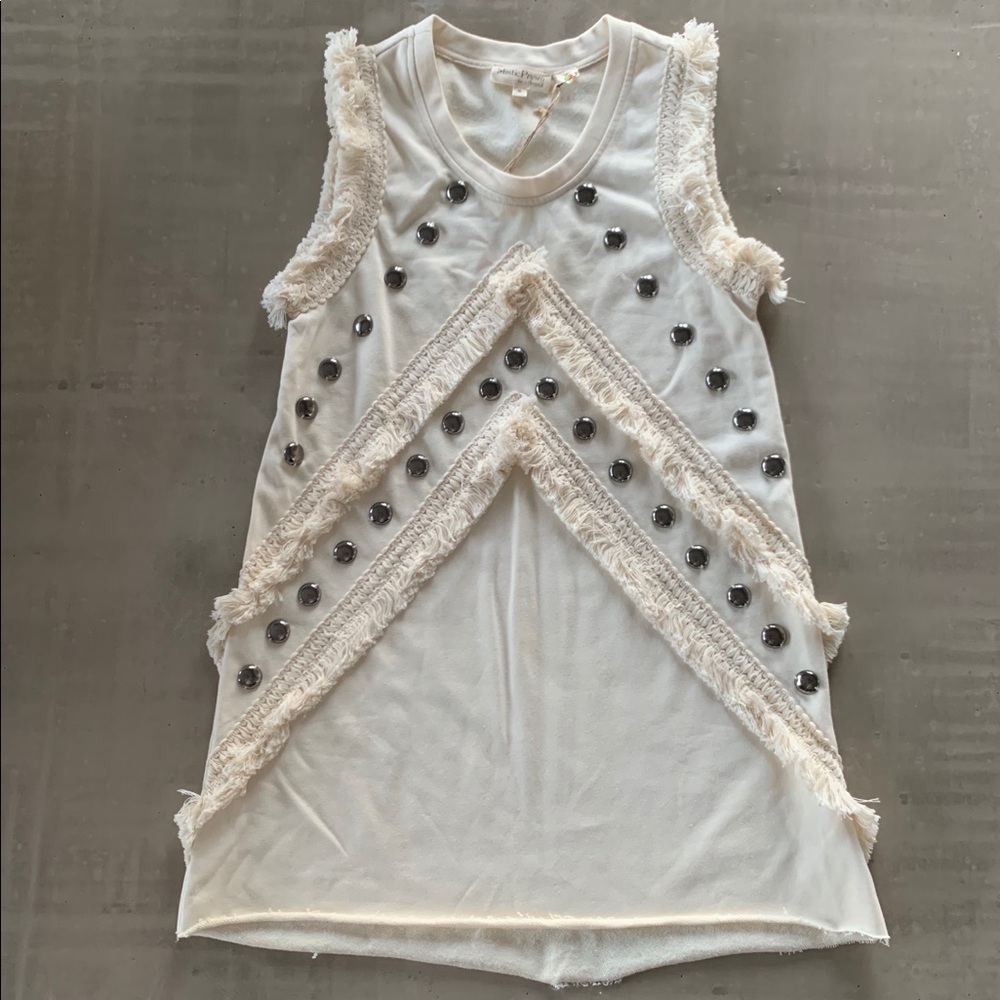 Mystic Prysm Ivory Fringe Studded Dress